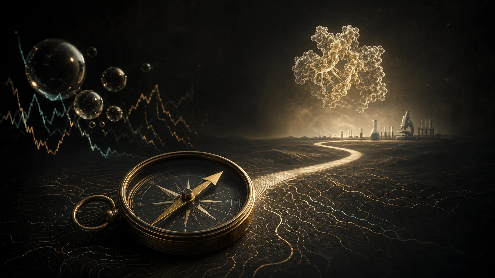A compass crossing market bubbles and volatility toward molecular structure and durable scientific value